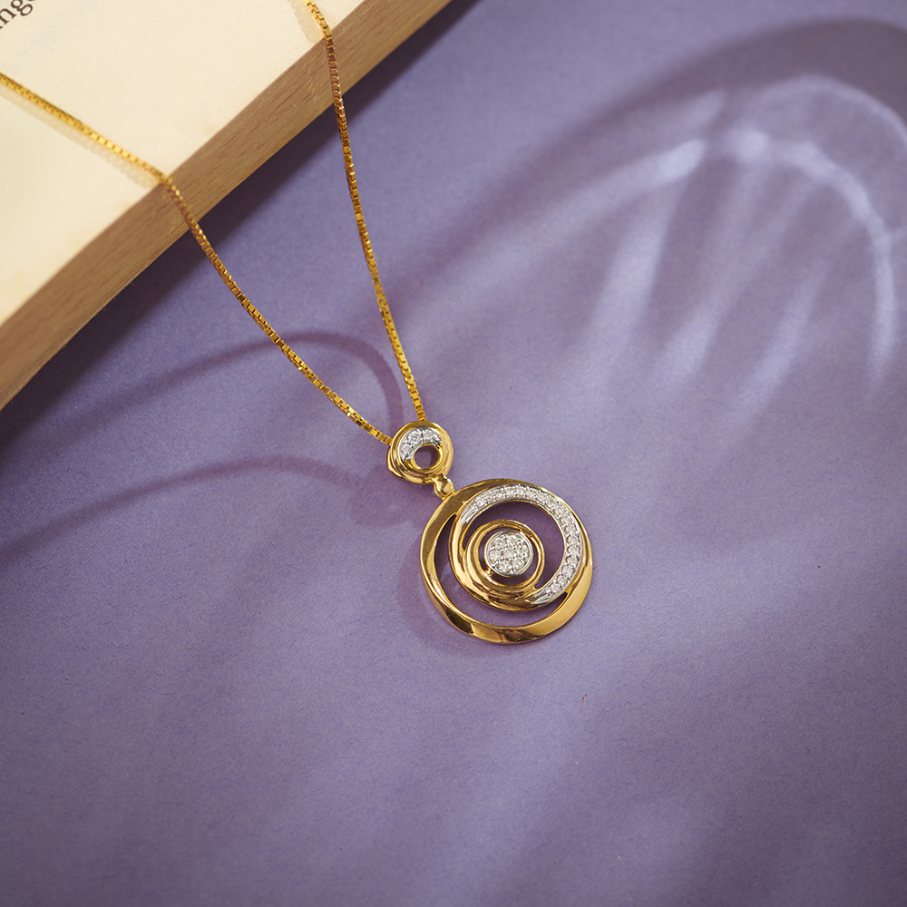 Bright Sun Gold and Diamond Pendant