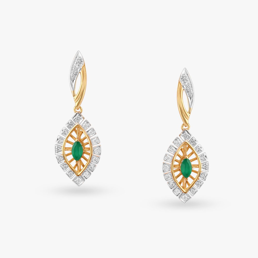 Graceful Diamond and Onyx Drop Earrings