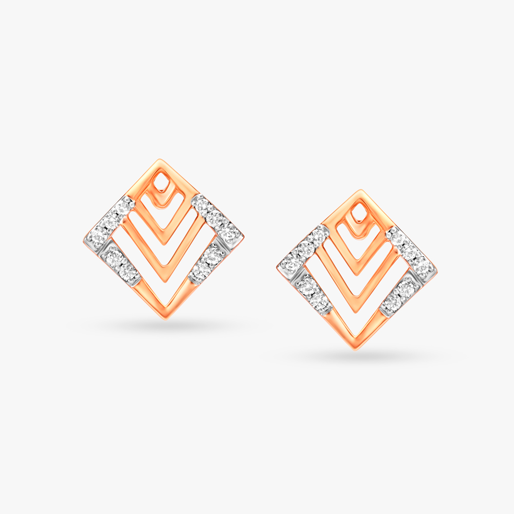 

Chic Geometric Diamond Stud Earrings