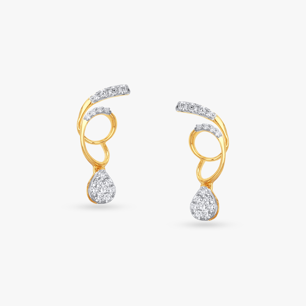 Swirl Teardrop Diamond Drop Earrings