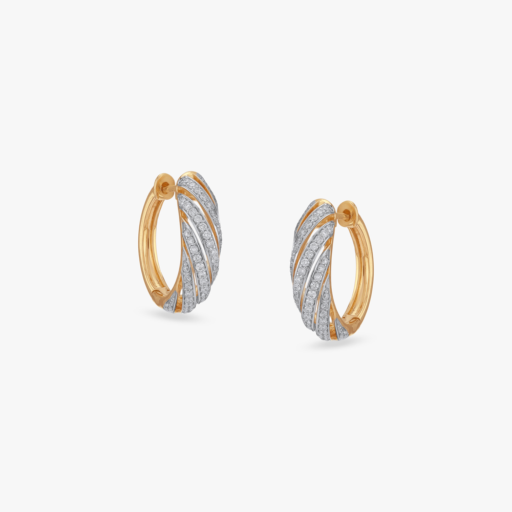 Classic Twirl Diamond Hoop Earrings