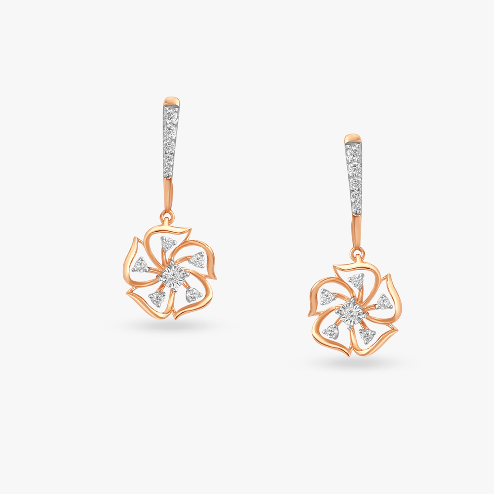 Fresh Floral Diamond Drop Earrings