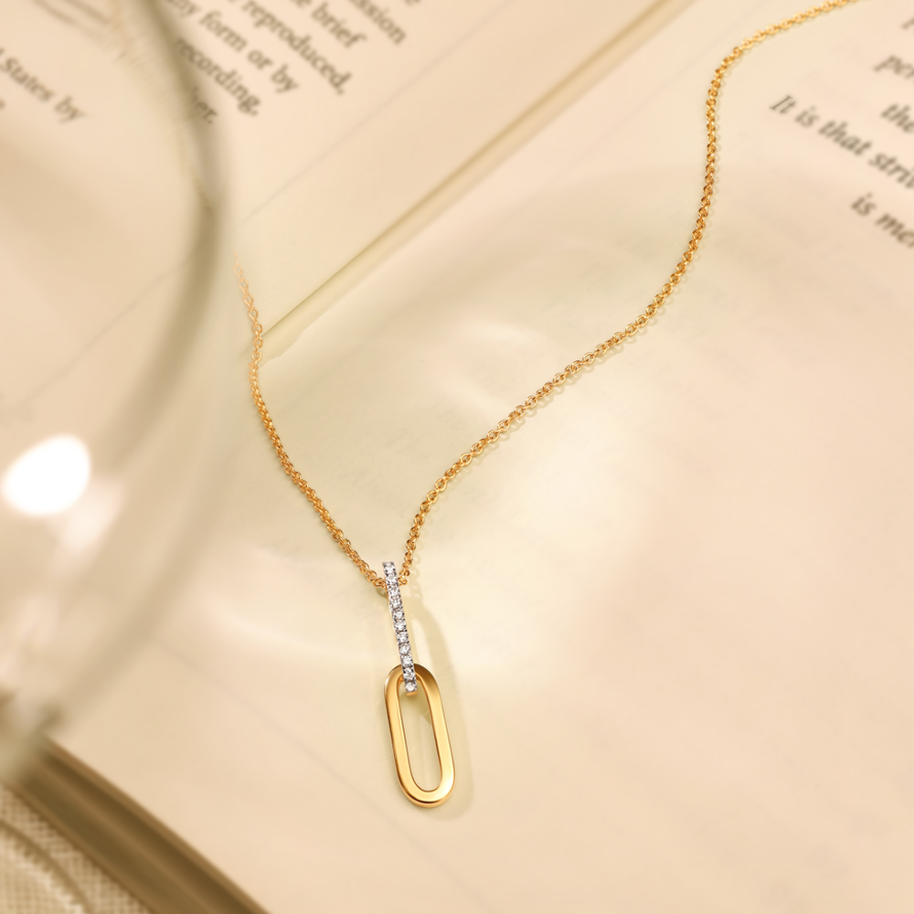 Linear Charm Diamond Pendant with Chain