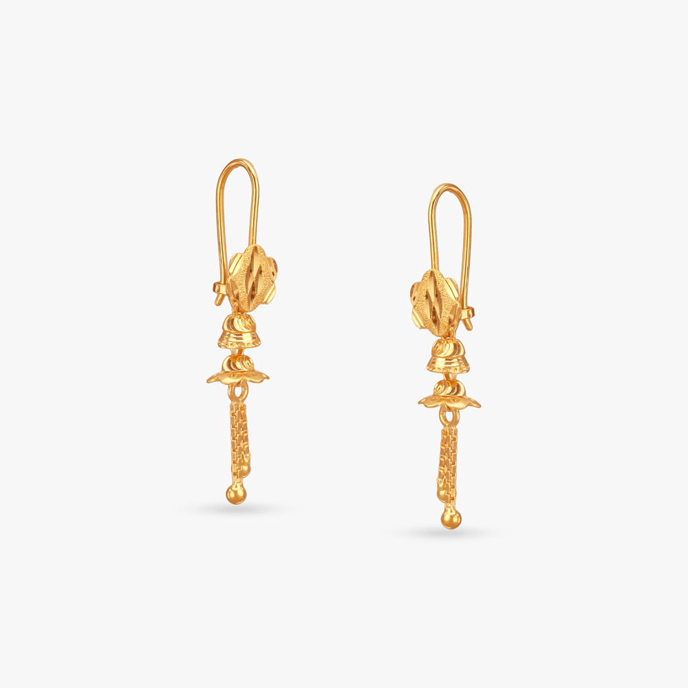 Lotus Bell Gold Hoop Earrings