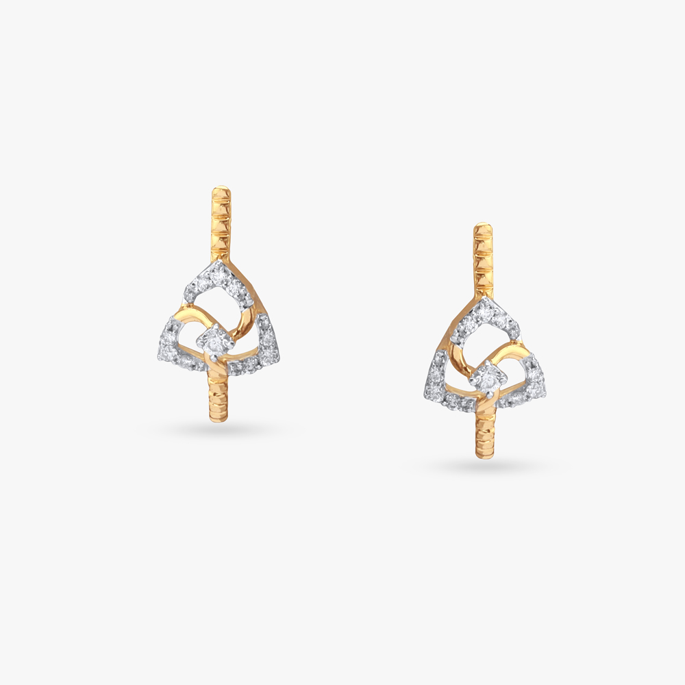 Twisted Triangle Diamond Stud Earrings