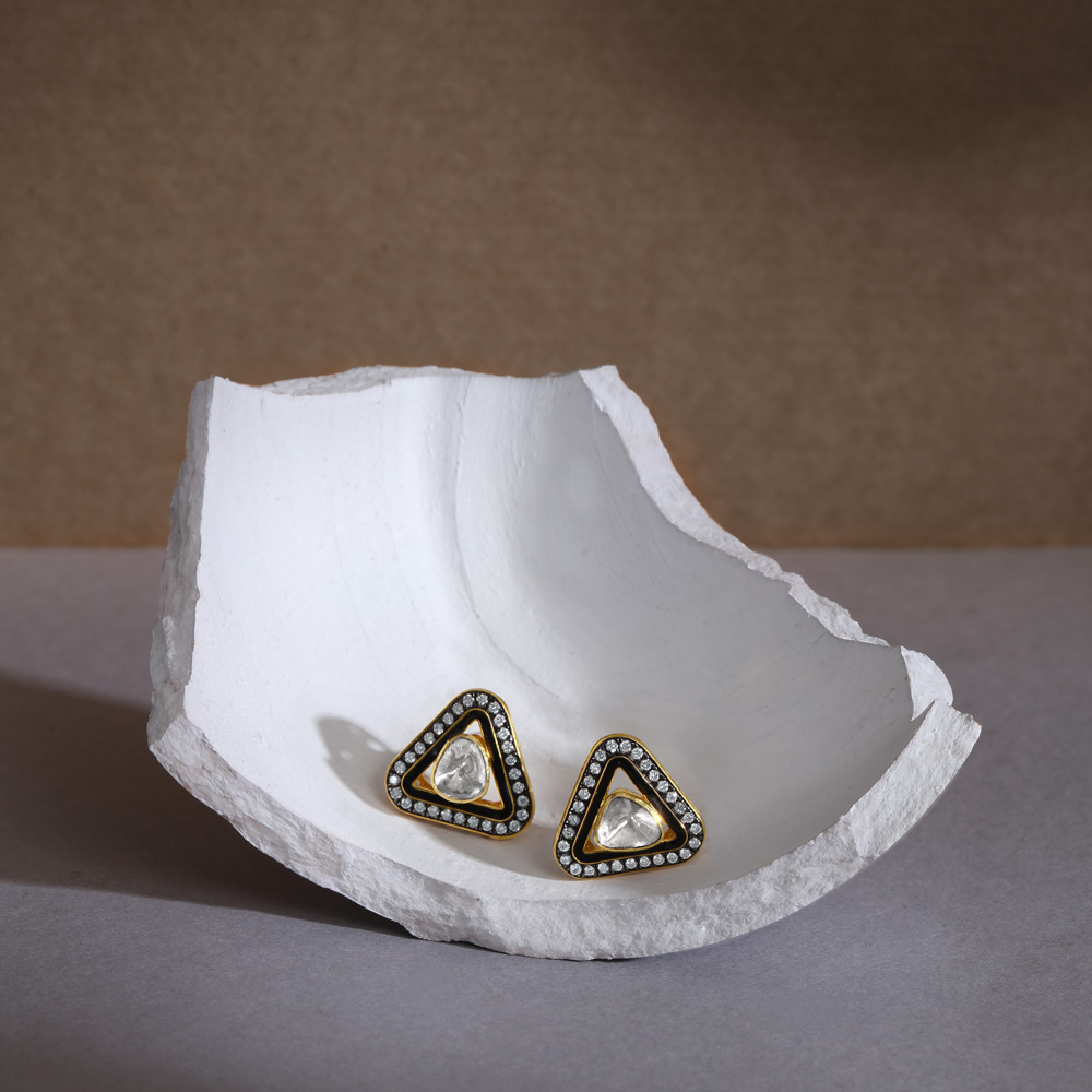 

Stunning Diamond Polki Stud Earrings
