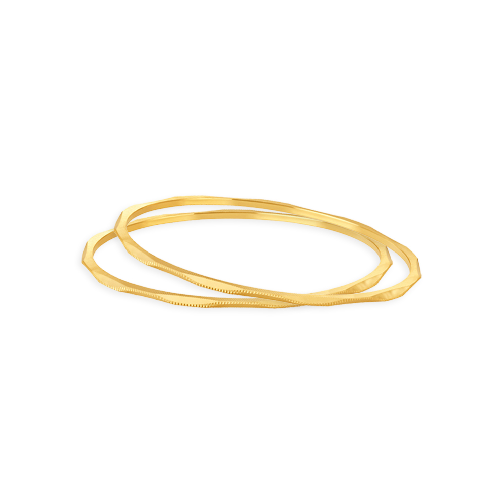 Sleek Textured Gold Bangles