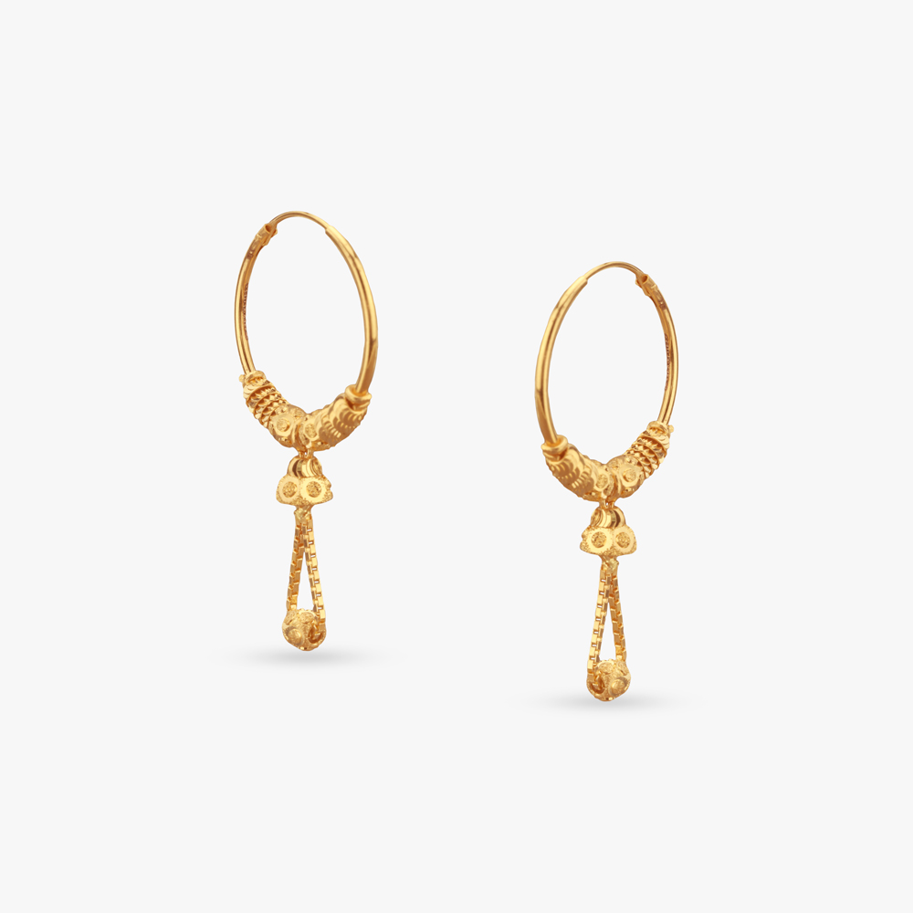 Bead Swing Gold Hoop Earrings