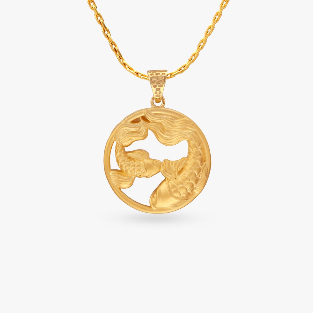 Pisces Zodiac Gold Pendant